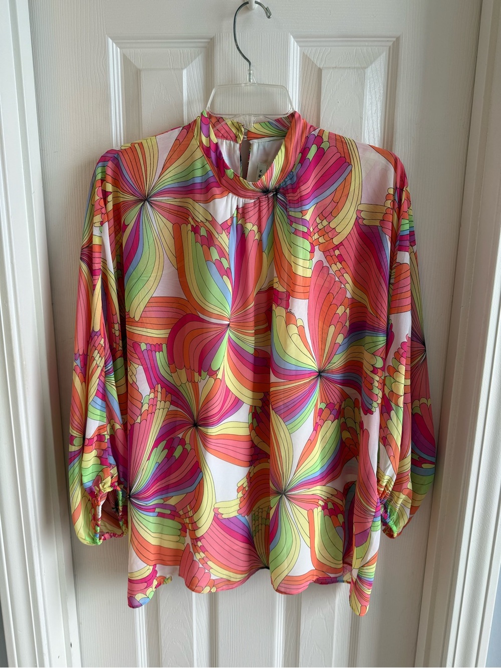Trina Turk multi-colored blouse, medium, long sleeves